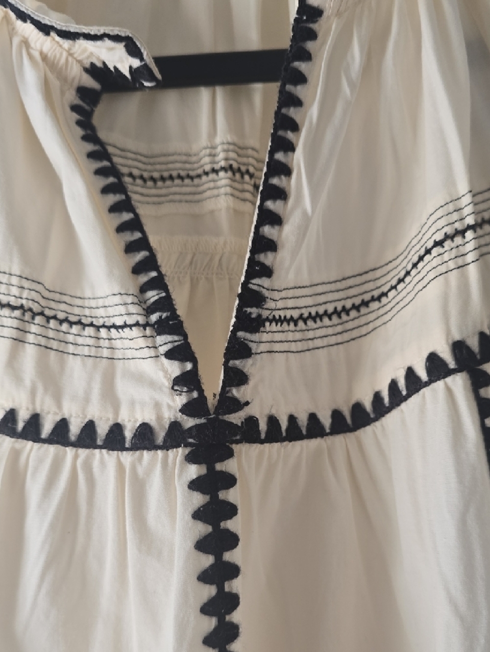 Ulla Johnson Desi Cream Mini Dress with Black Trim - Picture 5 of 7